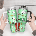 Snoopy Tumbler, Peanuts Stanley Tumbler Wrap, Tumbler Cup Engraved 40Oz, Handle Lid Stainless Steel - Image 4