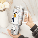 Snoopy Tumbler, New York Yankees Stanley Tumbler Wrap, MLB Tumbler Cup Tumbler Engraved 40Oz, Handle Lid Stainless Steel - Image 2