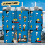 Snoopy Tumbler, Peanuts Stanley Tumbler Wrap, Tumbler Cup Engraved 40Oz, Handle Lid Stainless Steel