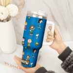 Snoopy Tumbler, Peanuts Stanley Tumbler Wrap, Tumbler Cup Engraved 40Oz, Handle Lid Stainless Steel - Image 2