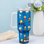 Snoopy Tumbler, Peanuts Stanley Tumbler Wrap, Tumbler Cup Engraved 40Oz, Handle Lid Stainless Steel - Image 3