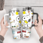 Snoopy Tumbler, Peanuts Stanley Tumbler Wrap, Tumbler Cup Engraved 40Oz, Handle Lid Stainless Steel - Image 4