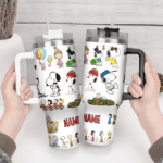 Snoopy Tumbler, Peanuts Stanley Tumbler Wrap, Tumbler Cup Engraved 40Oz, Handle Lid Stainless Steel - Image 3
