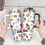Snoopy Tumbler, Peanuts Stanley Tumbler Wrap, Tumbler Cup Engraved 40Oz, Handle Lid Stainless Steel - Image 3