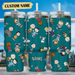Snoopy Tumbler, Peanuts Stanley Tumbler Wrap, Tumbler Cup Engraved 40Oz, Handle Lid Stainless Steel