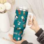 Snoopy Tumbler, Peanuts Stanley Tumbler Wrap, Tumbler Cup Engraved 40Oz, Handle Lid Stainless Steel - Image 2