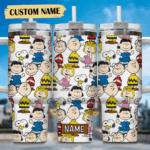 Snoopy Tumbler, Peanuts Stanley Tumbler Wrap, Tumbler Cup Engraved 40Oz, Handle Lid Stainless Steel
