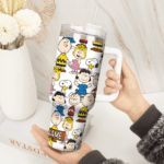 Snoopy Tumbler, Peanuts Stanley Tumbler Wrap, Tumbler Cup Engraved 40Oz, Handle Lid Stainless Steel - Image 2