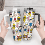 Snoopy Tumbler, Peanuts Stanley Tumbler Wrap, Tumbler Cup Engraved 40Oz, Handle Lid Stainless Steel - Image 4