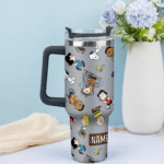 Snoopy Tumbler, Peanuts Stanley Tumbler Wrap, Tumbler Cup Engraved 40Oz, Handle Lid Stainless Steel - Image 2