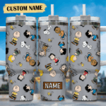 Snoopy Tumbler, Peanuts Stanley Tumbler Wrap, Tumbler Cup Engraved 40Oz, Handle Lid Stainless Steel