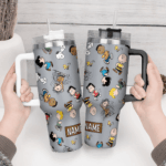 Snoopy Tumbler, Peanuts Stanley Tumbler Wrap, Tumbler Cup Engraved 40Oz, Handle Lid Stainless Steel - Image 3