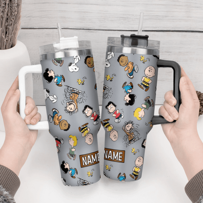 Snoopy Tumbler, Peanuts Stanley Tumbler Wrap, Tumbler Cup Engraved 40Oz, Handle Lid Stainless Steel - Image 3