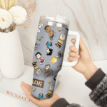 Snoopy Tumbler, Peanuts Stanley Tumbler Wrap, Tumbler Cup Engraved 40Oz, Handle Lid Stainless Steel - Image 4