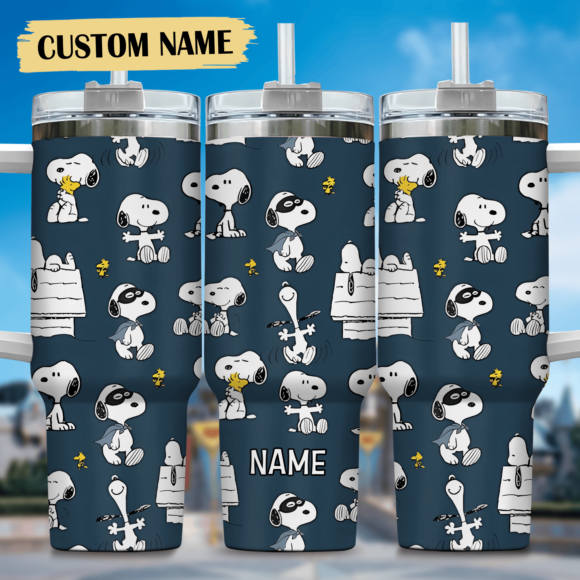 1719217378825.png Snoopy Tumbler, Peanuts Stanley Tumbler Wrap, Tumbler Cup Engraved 40Oz, Handle Lid Stainless Steel - Image 1