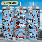 Snoopy Tumbler, Peanuts Stanley Tumbler Wrap, Tumbler Cup Engraved 40Oz, Handle Lid Stainless Steel