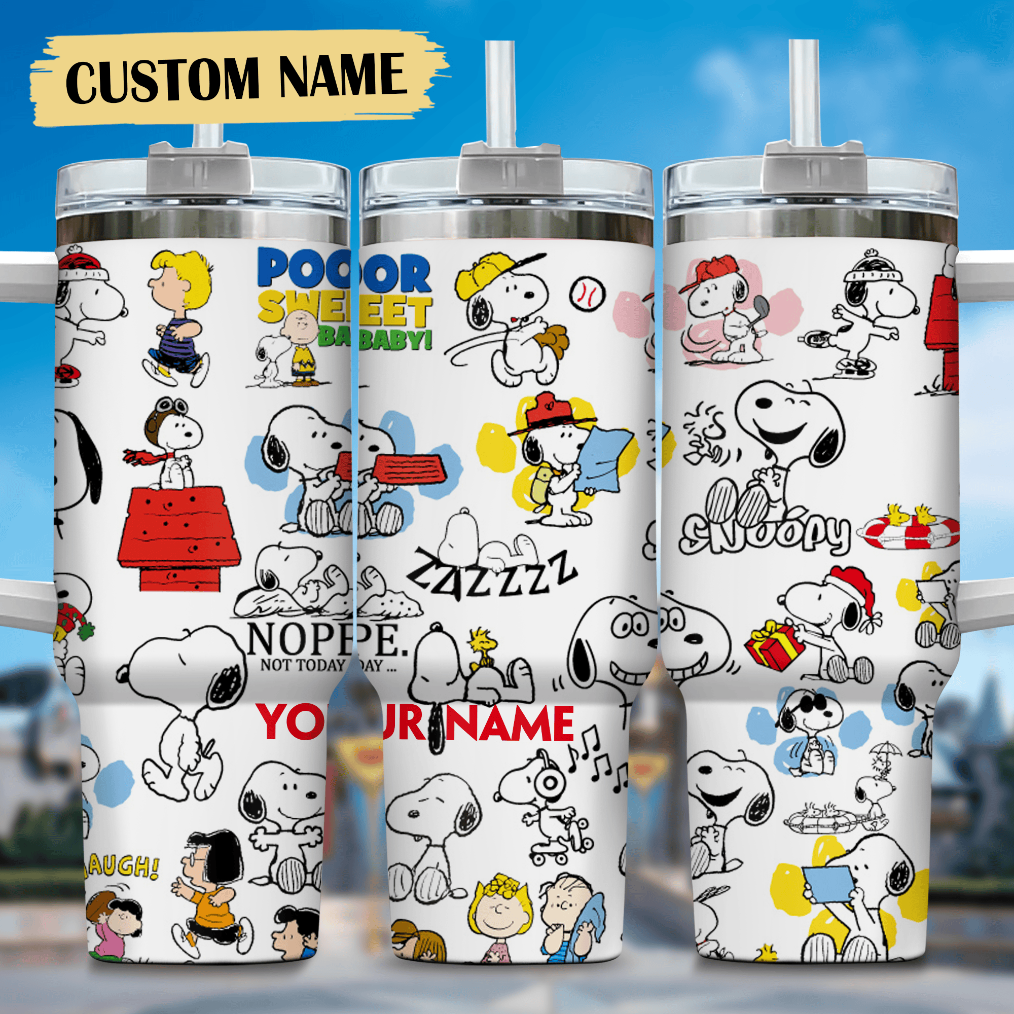 1719217480551.png Snoopy Tumbler, Peanuts Stanley Tumbler Wrap, Tumbler Cup Engraved 40Oz, Handle Lid Stainless Steel - Image 1