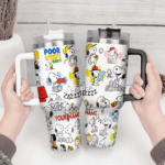 Snoopy Tumbler, Peanuts Stanley Tumbler Wrap, Tumbler Cup Engraved 40Oz, Handle Lid Stainless Steel - Image 4
