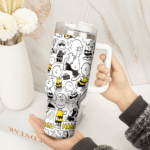 Snoopy Tumbler, Peanuts Stanley Tumbler Wrap, Tumbler Cup Engraved 40Oz, Handle Lid Stainless Steel - Image 2