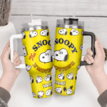 Snoopy Tumbler, Peanuts Stanley Tumbler Wrap, Tumbler Cup Engraved 40Oz, Handle Lid Stainless Steel - Image 3