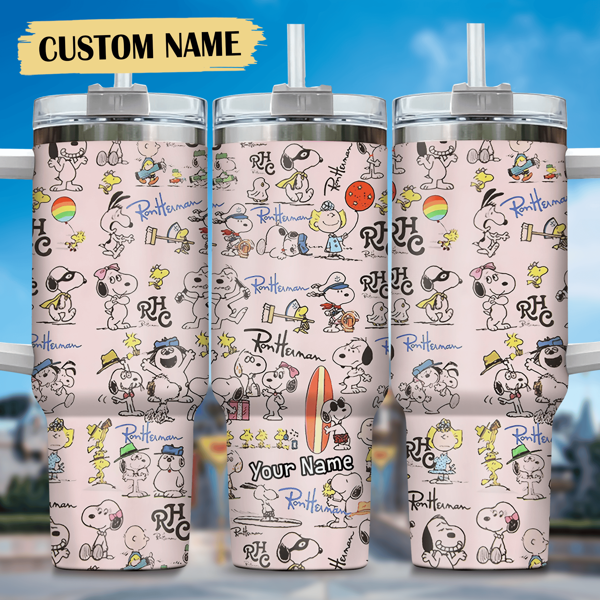 1719218433036.png Snoopy Tumbler, Peanuts Stanley Tumbler Wrap, Tumbler Cup Engraved 40Oz, Handle Lid Stainless Steel - Image 1