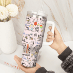 Snoopy Tumbler, Peanuts Stanley Tumbler Wrap, Tumbler Cup Engraved 40Oz, Handle Lid Stainless Steel - Image 2