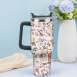 Snoopy Tumbler, Peanuts Stanley Tumbler Wrap, Tumbler Cup Engraved 40Oz, Handle Lid Stainless Steel - Image 3