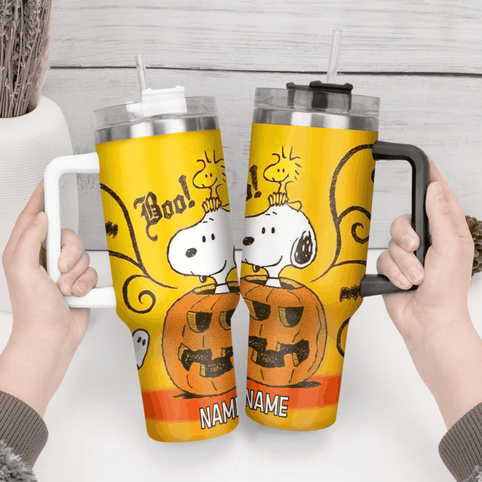 Snoopy Tumbler, Peanuts Stanley Tumbler Wrap, Tumbler Cup Engraved 40Oz, Handle Lid Stainless Steel - Image 4