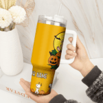 Snoopy Tumbler, Peanuts Stanley Tumbler Wrap, Halloween Tumbler Cup Engraved 40Oz, Handle Lid Stainless Steel - Image 2