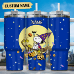 Snoopy Tumbler, Peanuts Stanley Tumbler Wrap, Halloween Tumbler Cup Engraved 40Oz, Handle Lid Stainless Steel