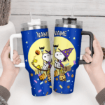 Snoopy Tumbler, Peanuts Stanley Tumbler Wrap, Halloween Tumbler Cup Engraved 40Oz, Handle Lid Stainless Steel - Image 4