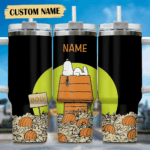 Snoopy Tumbler, Peanuts Stanley Tumbler Wrap, Halloween Tumbler Cup Engraved 40Oz, Handle Lid Stainless Steel