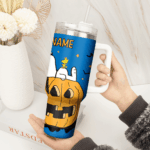 Snoopy Tumbler, Peanuts Stanley Tumbler Wrap, Halloween Tumbler Cup Engraved 40Oz, Handle Lid Stainless Steel - Image 2