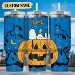 Snoopy Tumbler, Peanuts Stanley Tumbler Wrap, Halloween Tumbler Cup Engraved 40Oz, Handle Lid Stainless Steel
