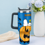 Snoopy Tumbler, Peanuts Stanley Tumbler Wrap, Halloween Tumbler Cup Engraved 40Oz, Handle Lid Stainless Steel - Image 3