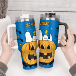 Snoopy Tumbler, Peanuts Stanley Tumbler Wrap, Halloween Tumbler Cup Engraved 40Oz, Handle Lid Stainless Steel - Image 4