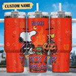 Snoopy Tumbler, Peanuts Stanley Tumbler Wrap, Halloween Tumbler Cup Engraved 40Oz, Handle Lid Stainless Steel