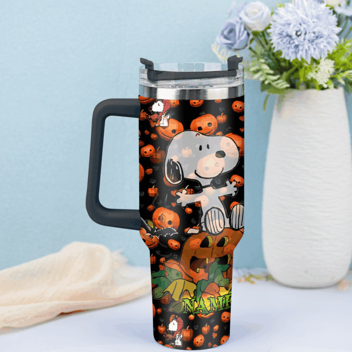 Snoopy Tumbler, Peanuts Stanley Tumbler Wrap, Halloween Tumbler Cup Engraved 40Oz, Handle Lid Stainless Steel - Image 3