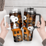 Snoopy Tumbler, Peanuts Stanley Tumbler Wrap, Halloween Tumbler Cup Engraved 40Oz, Handle Lid Stainless Steel - Image 3