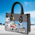 Snoopy Cute Leather Handbags, Custom Woman Luxury Bags Purses, Peanuts Handbag - Image 2