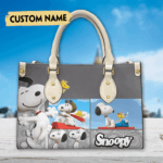 Snoopy Cute Leather Handbags, Custom Woman Luxury Bags Purses, Peanuts Handbag