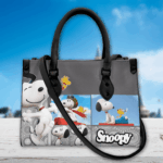 Snoopy Cute Leather Handbags, Custom Woman Luxury Bags Purses, Peanuts Handbag - Image 3