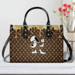Snoopy Cute Leather Handbags, Custom Woman Luxury Bags Purses, Peanuts Handbag - Image 2