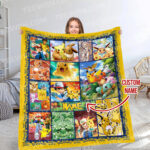 Personalized Pokemon Blanket, Anime Blanket, Custom name Blanket