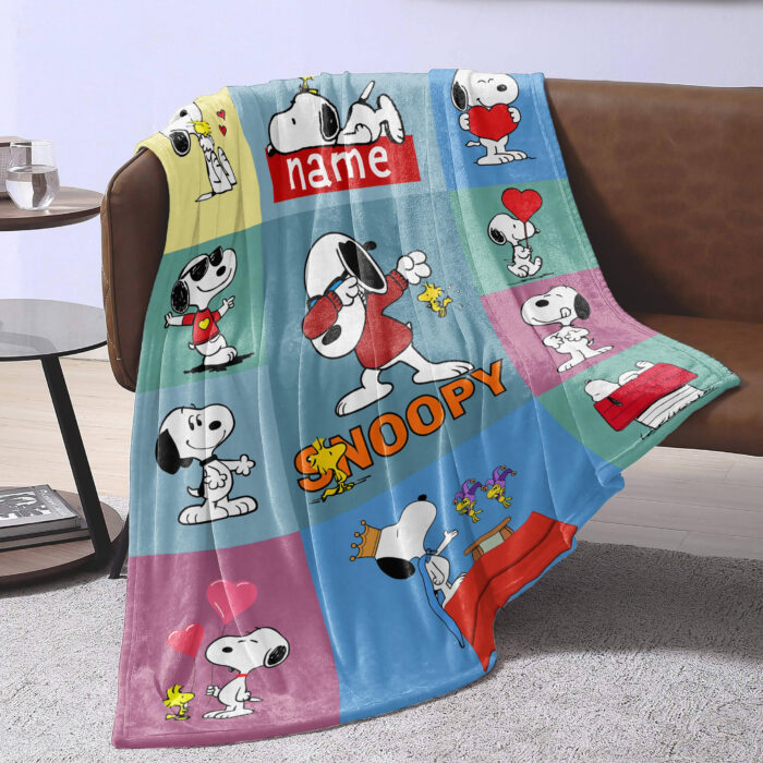 Personalized Snoopy Blanket, Peanuts Blanket, Custom name Blanket - Image 3