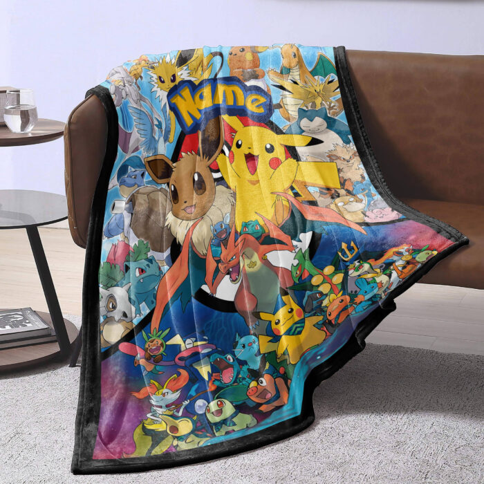 Personalized Pokemon Blanket, Anime Blanket, Custom name Blanket - Image 2