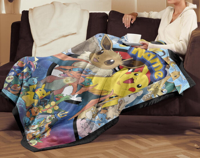 Personalized Pokemon Blanket, Anime Blanket, Custom name Blanket - Image 3