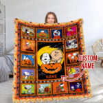 Personalized Snoopy’S Halloween Blanket, The Peanuts Blanket, Custom name Snoopy Blanket
