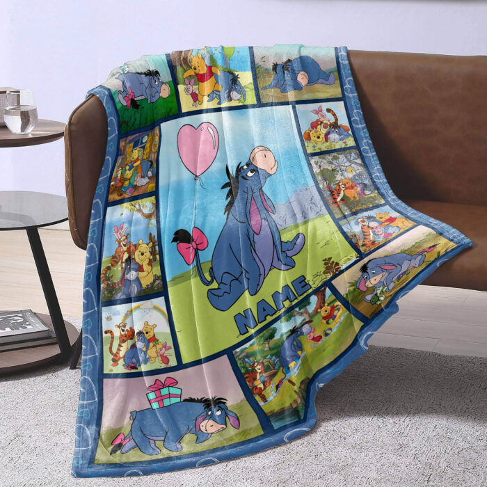 Personalized Eeyore Lovers Blanket, Winnie-the-Pooh Blanket, Custom name Eeyore Blanket - Image 2