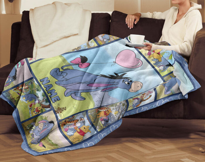 Personalized Eeyore Lovers Blanket, Winnie-the-Pooh Blanket, Custom name Eeyore Blanket - Image 3